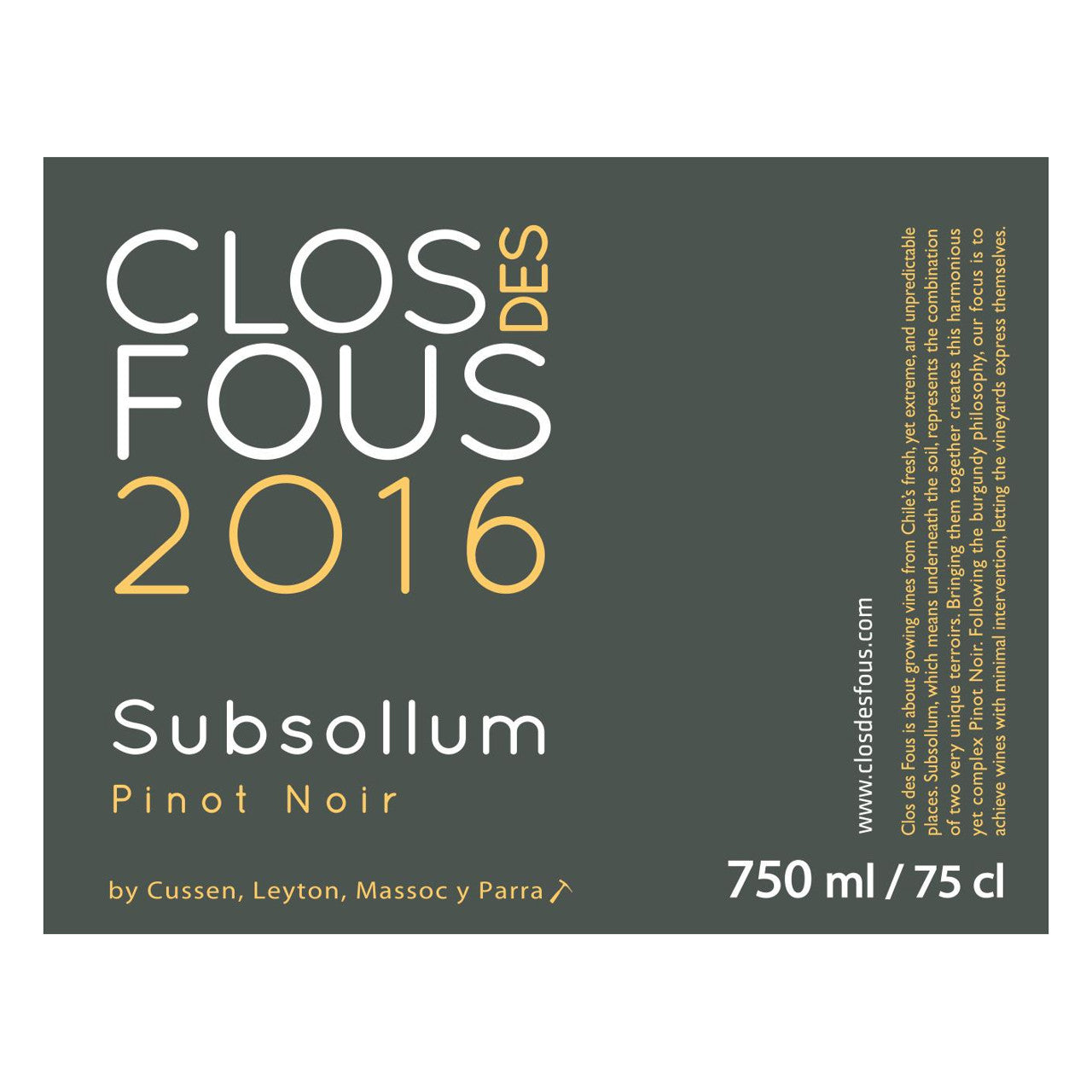 Clos des Fous Pour Subsollum Pnot Noir 2023