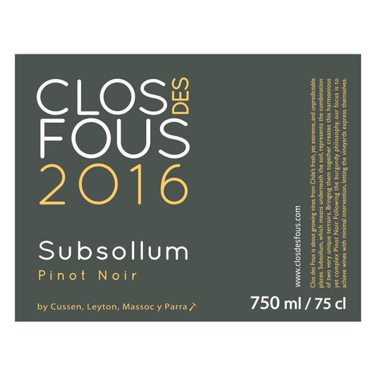 Clos des Fous Pour Subsollum Pnot Noir 2023