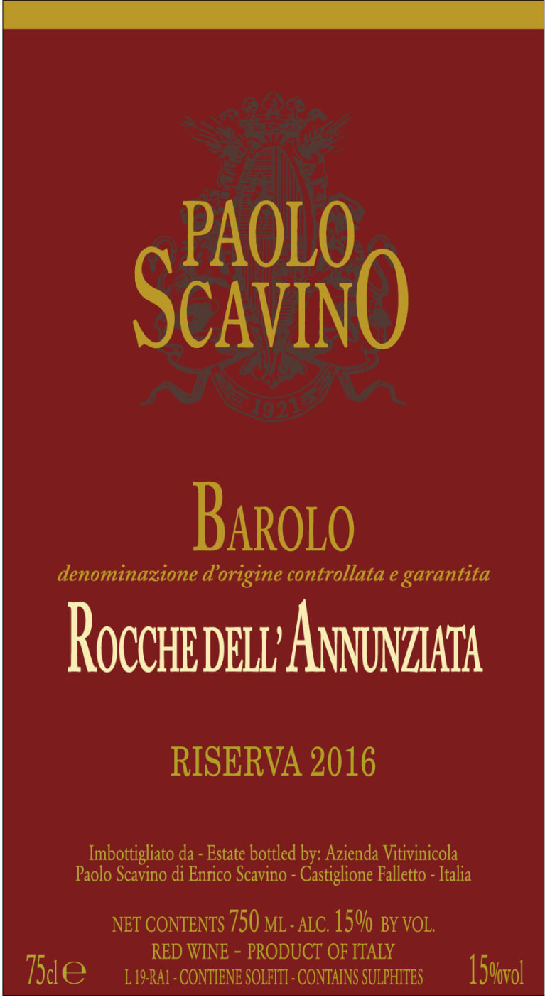 Paolo Scavino "Rocche dell'Annunziata" Barolo RSV 2016