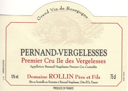 Dom. Rollin Pernand-Vergelesses 1er Cru "Ile des Vergelesses" 2018